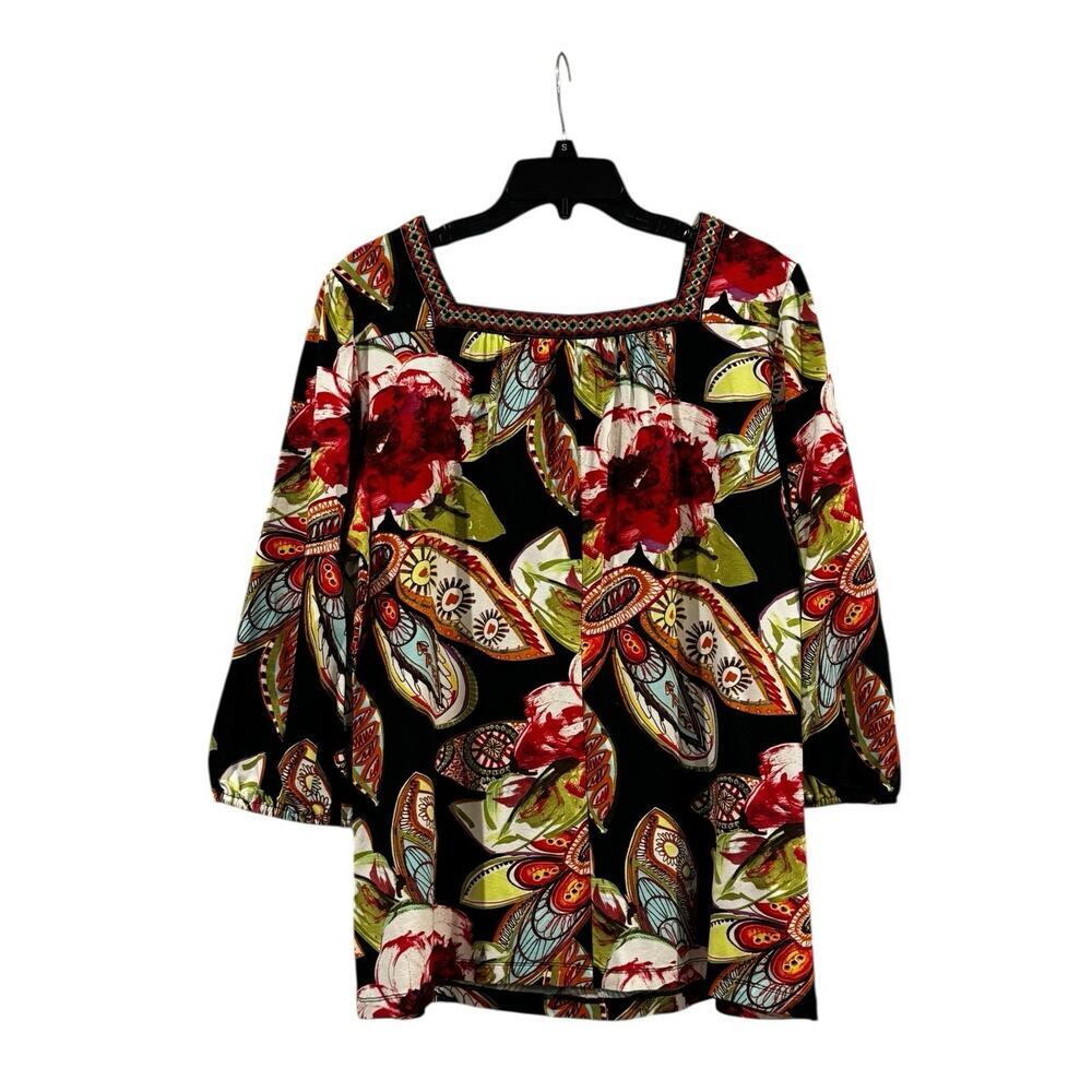 Elliot Lauren Floral Women’s Blouse Embroidered Square Neckline Puff Sleeves: XL - Picture 2 of 10